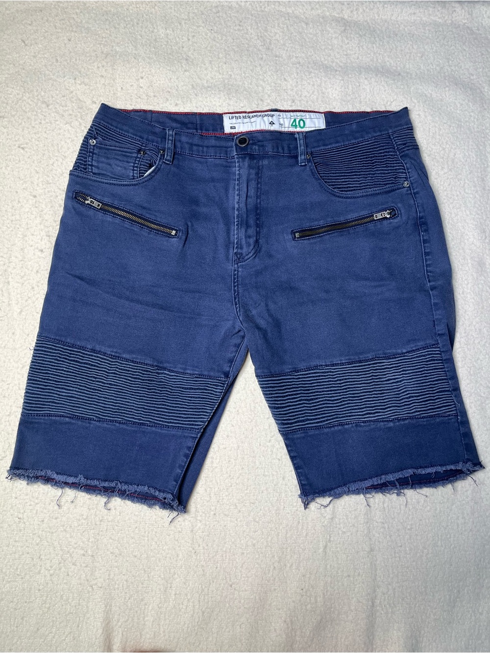 LRG Lifted Research Group Rally Moto Biker Blue Shorts Mens 40 Streetwear Skater